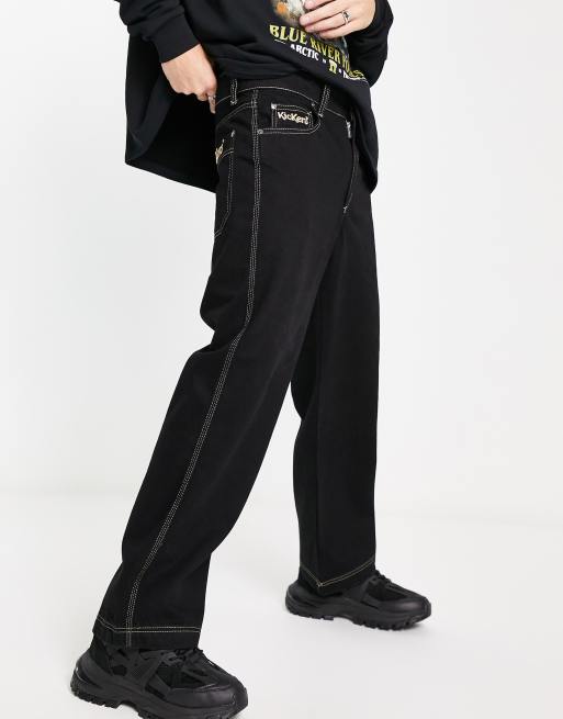 Kickers wide skate jeans in black