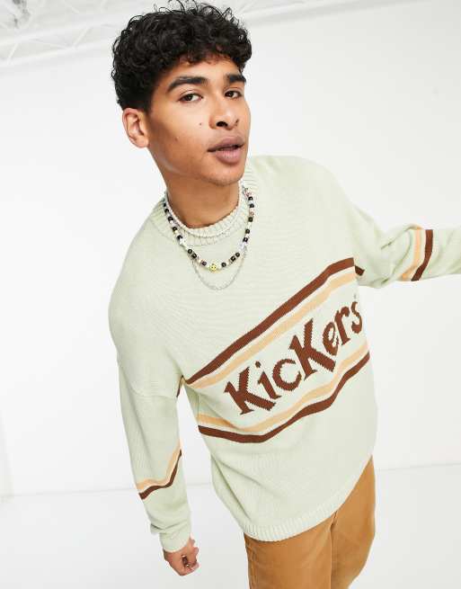 Kickers – Zielony dzianinowy sweter z logo