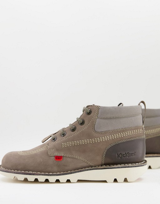 Kickerskick hi mash up lace up boots in grey leather