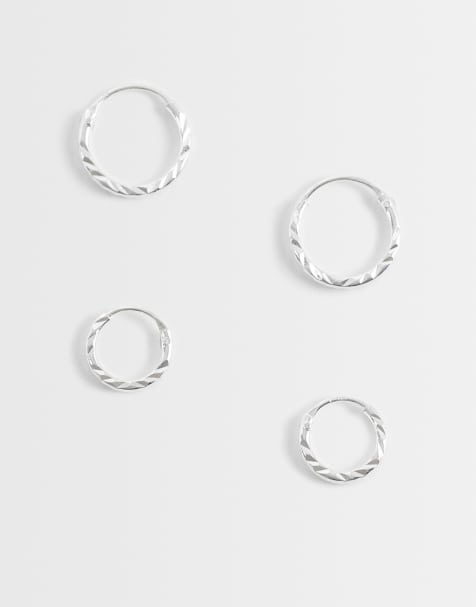 Kignsley Ryan – Flerpack med 8 och 10mm vridna creoler i sterlingsilver - view 1
