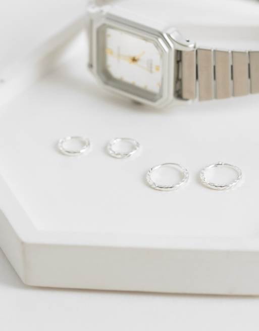 Kignsley Ryan – Flerpack med 8 och 10mm vridna creoler i sterlingsilver, 2 av 4