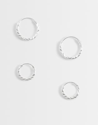 Kingsley Ryan Kignsley Ryan Multipack 8 And 10mm Twisted Hoop Earrings In Silver