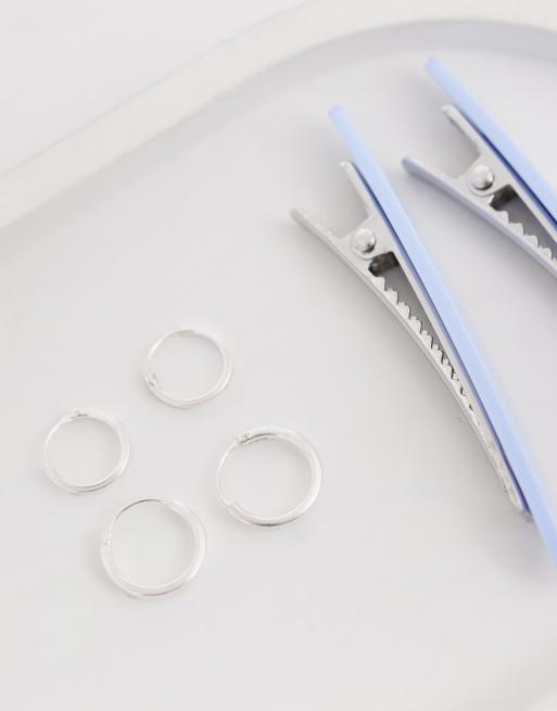 Kignsley Ryan - Multipakke med 8 og 10 mm hoop-øreringe i sterlingsølv, 2 af 4