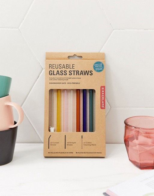 Kikkerland multicolour reusable glass straws