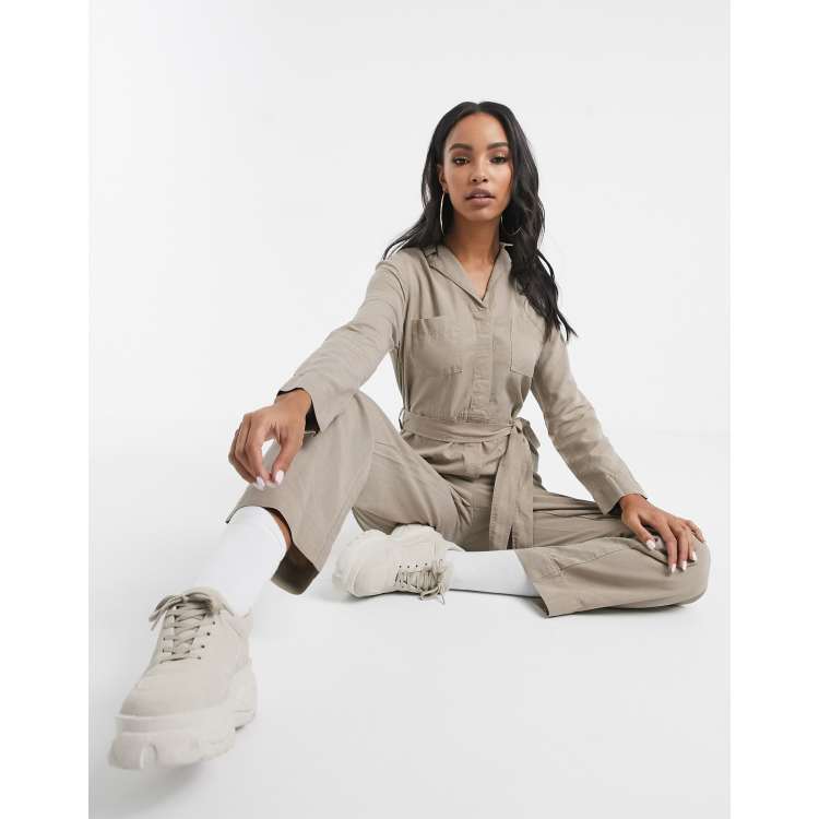 Kings of Indigo Janelle jumpsuit with tie belt in stone