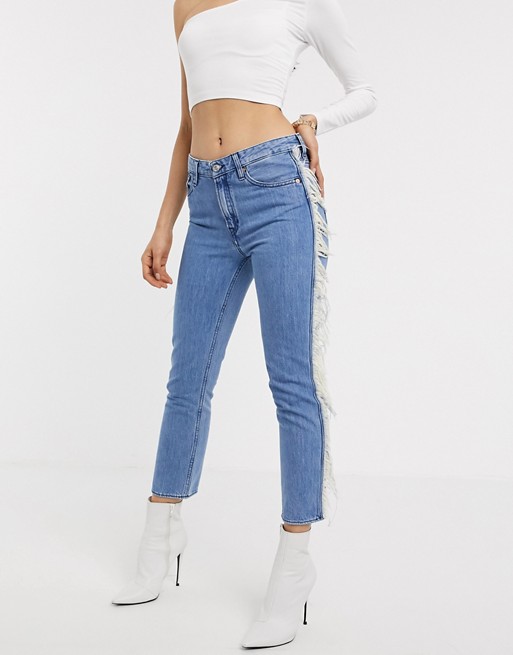 Kings of Indigo Kimberlie straight leg jeans cropped with fring light wash