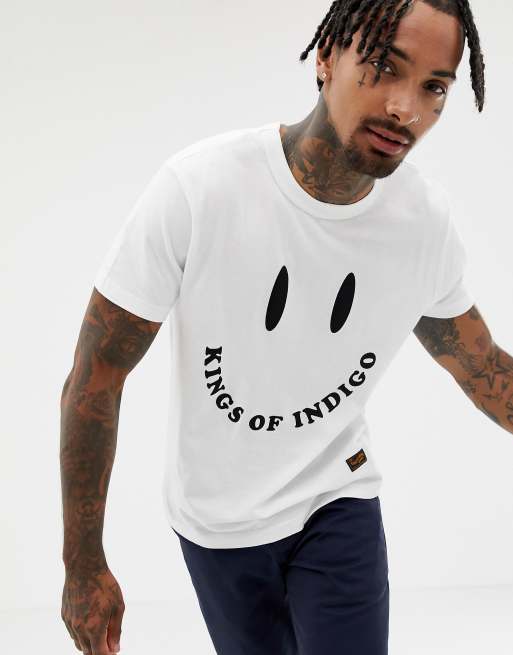 Kings Of Indigo organic cotton smile logo t-shirt in white | ASOS