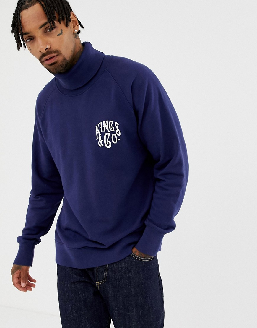 Kings Of Indigo - Organische coltrui van sweatshirt in marineblauw