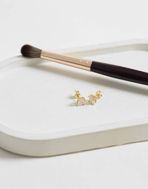 Kingsley Rayn 6mm gemset square stud earrings in 14ct gold plated, 5 of 5