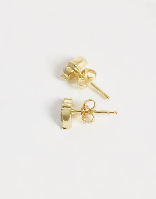 Kingsley Rayn gem set petal & round stud earrings in 14ct gold plated, 3 of 4