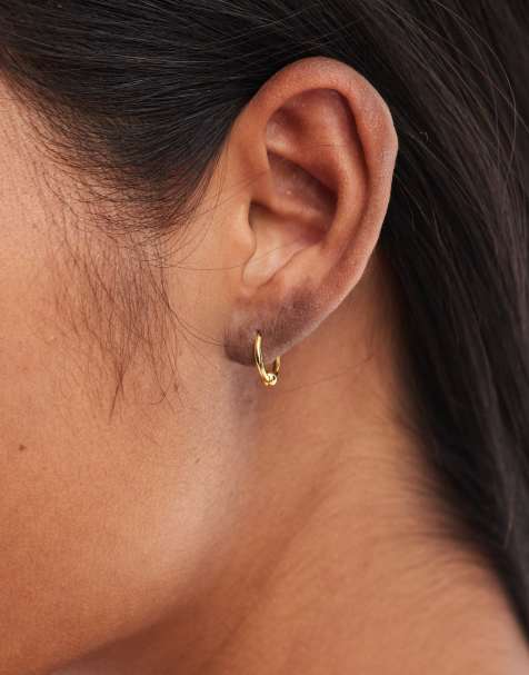 Kingsley Ryan 10mm ball hoop earrings in gold plated - view 1