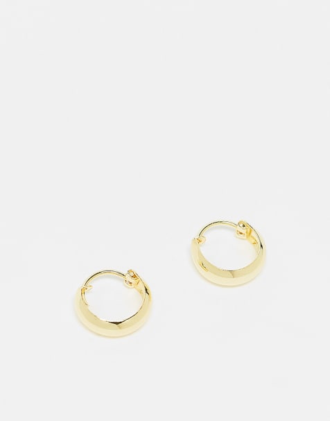 Kingsley Ryan 10mm chunky huggie hoop earrings in gold plated - view 1