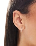 [Kingsley Ryan] Kingsley Ryan 10mm cubic zirconia embellished hoop earrings in sterling silver No Size Silver
