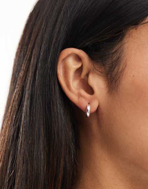 Kingsley Ryan 10mm flat hoop earrings in sterling silver - view 1