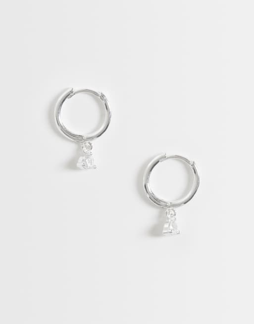 Kingsley Ryan 10mm gem set dangling hoops in sterling silver plated brass, 3 of 4