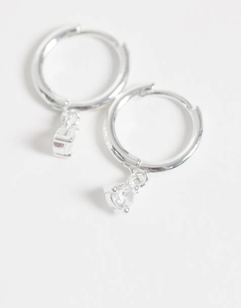 Kingsley Ryan 10mm gemset dangley hoops in sterling silver plated brass - view 1