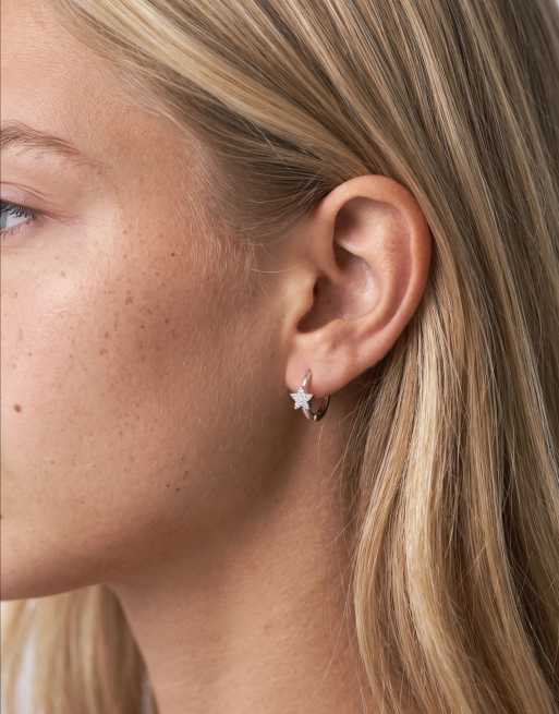 Kingsley Ryan 10mm gemtset star huggie hoops in silver plated , 2 of 5