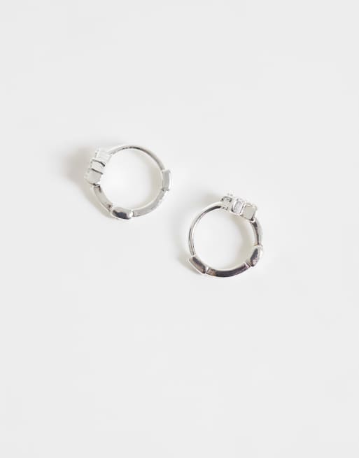 Kingsley Ryan 10mm gemtset star huggie hoops in silver plated , 4 of 5