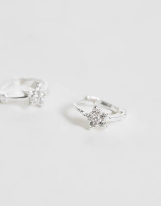 Kingsley Ryan 10mm gemtset star huggie hoops in silver plated , 5 of 5