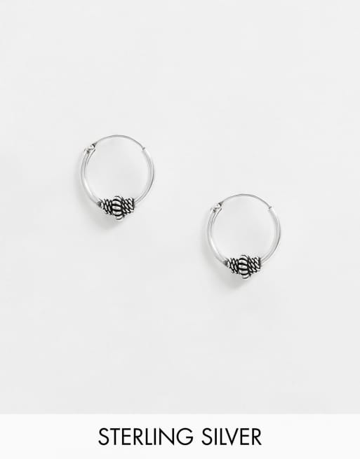 Kingsley Ryan 10mm hoop earrings in sterling silver with wire wrap detail