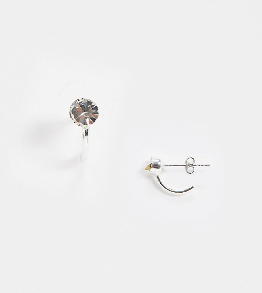 Kingsley Ryan 10mm hoop earrings with crystal stud detail in sterling silver