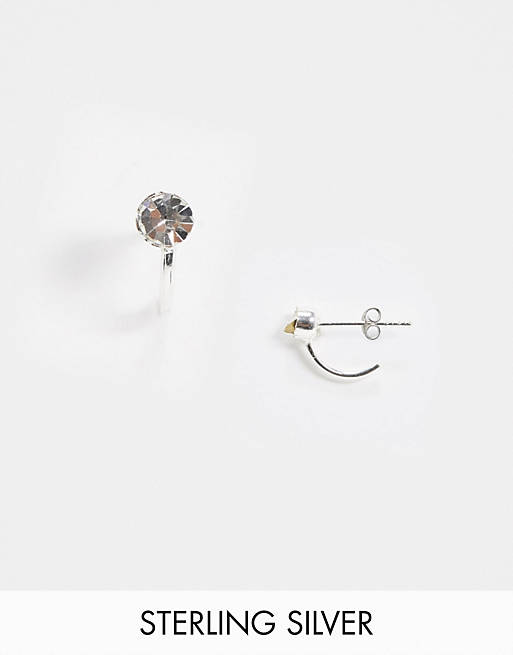 Kingsley Ryan 10mm hoop earrings with crystal stud detail in sterling ...