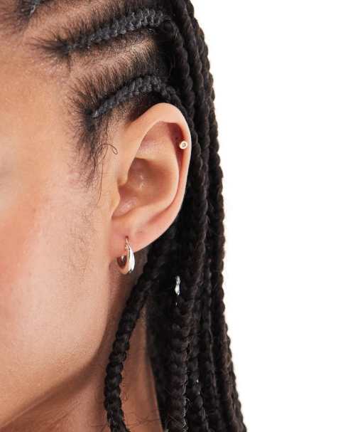 Kingsley Ryan 10mm rounded hoop earrings in sterling silver - view 1