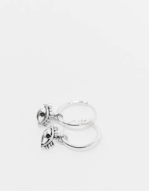 Kingsley Ryan - 12 mm hoop-øreringe med øjenvedhæng i sterlingsølv, 2 af 4