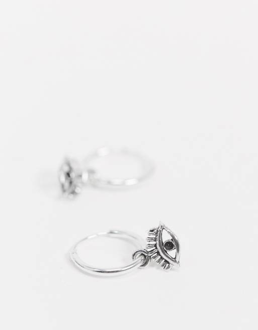 Kingsley Ryan - 12 mm hoop-øreringe med øjenvedhæng i sterlingsølv, 4 af 4