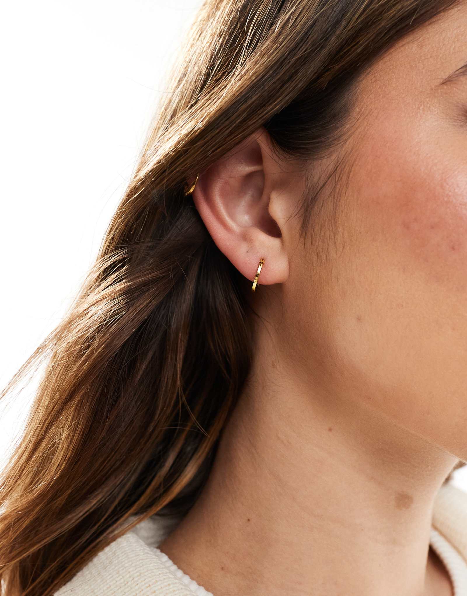 Kingsley Ryan 12mm flat hoop earrings in gold plated