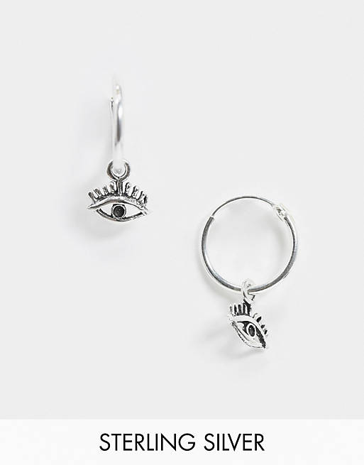 Kingsley Ryan 12mm hoop earrings with eye drop in sterling silver | ASOS