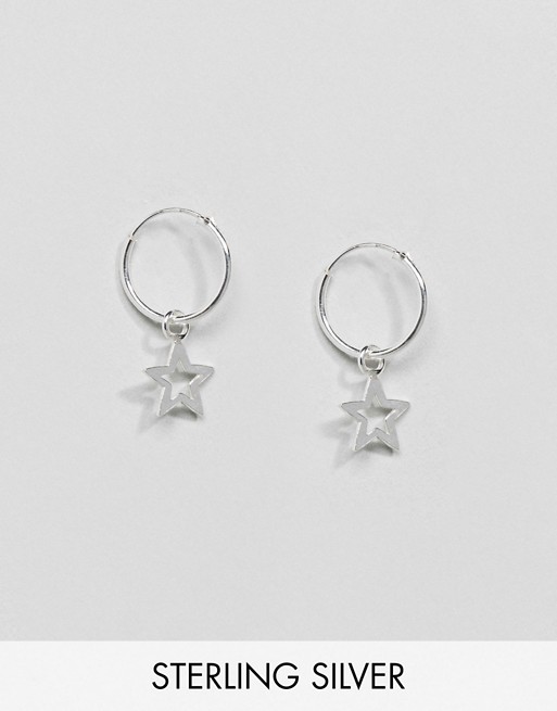 Kingsley Ryan 12mm hoop earrings with star drop in sterling silver | ASOS