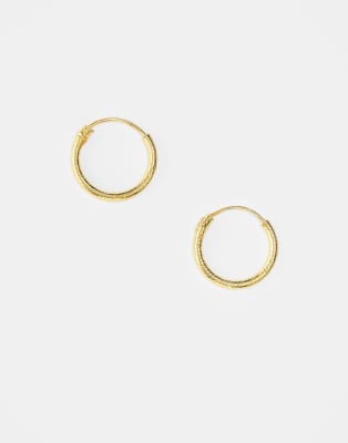 Kingsley Ryan Kingsley Ryan 12mm textured hoop earrings in gold plated