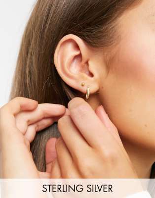 Kingsley Ryan Kingsley Ryan 12mm twist chunky huggie hoop earring in sterling silver gold plate