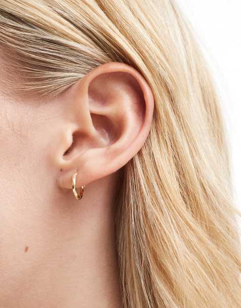 Kingsley Ryan 12mm twisted hoop earrings in gold plated - view 1