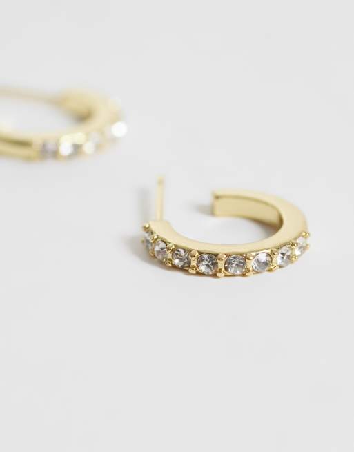 Kingsley Ryan 14mm gemset hoops in 14ct gold plated, 2 of 4