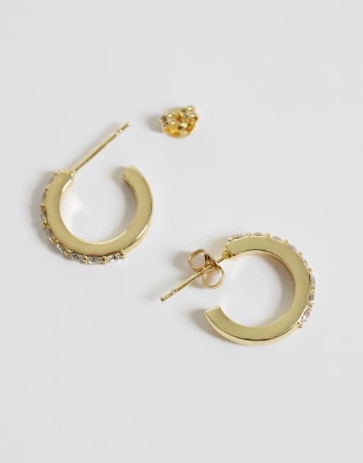 Kingsley Ryan 14mm gemset hoops in 14ct gold plated, 3 of 4
