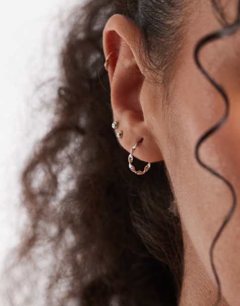 Kingsley Ryan 14mm twisted hoop earrings in silver - view 1