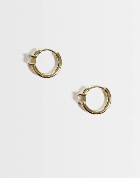 Kingsley Ryan 15mm gemset square solitaire hoops in 14ct gold plated - view 1