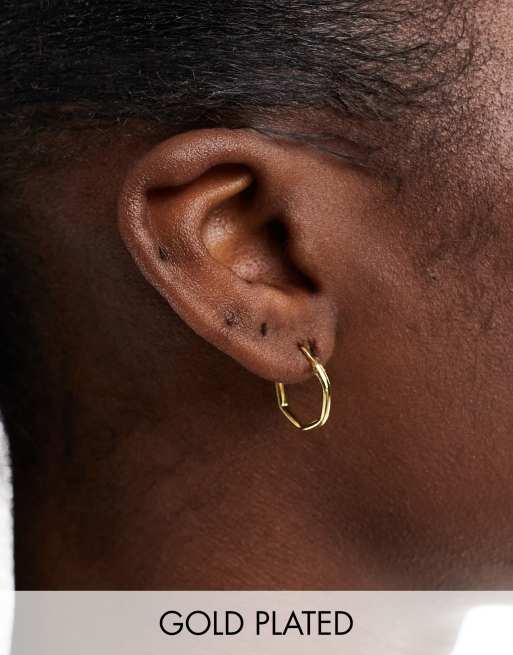 Kingsley Ryan 15mm hexagon hoops in gold plated