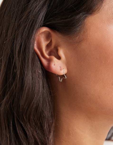 Kingsley Ryan 16mm star hoops in sterling silver - view 1