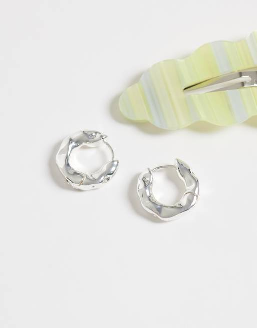Kingsley Ryan 18.5mm molten chunky hoops in sterling silver plated brass, 4 of 4