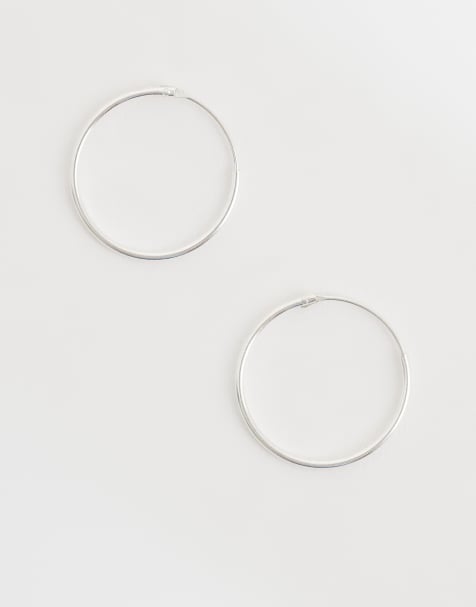 Kingsley Ryan 18mm hoop earrings in sterling silver - view 1
