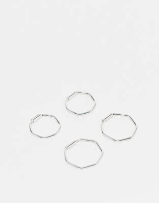 2-pack hexagon hoop earrings in sterling silver