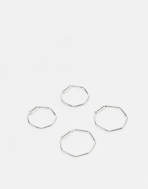 Kingsley Ryan 2-pack hexagon hoop earrings in sterling silver - view 1