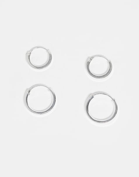 Kingsley Ryan 2 pack of hoop earrings in sterling silver - view 1