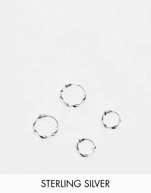 Kingsley Ryan – 2er-Pack Creolen aus Sterlingsilber in geschmolzener Optik