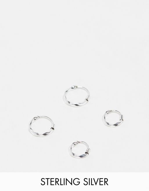 Kingsley Ryan – 2er-Pack Creolen aus Sterlingsilber in geschmolzener Optik