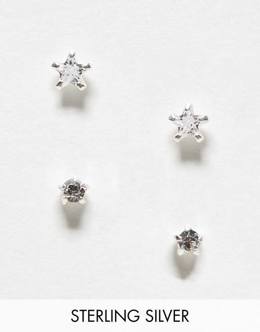 Kingsley Ryan – 2er-Pack Ohrstecker aus Sterlingsilber im Sterndesign mit Strass