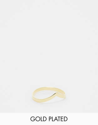 Kingsley Ryan Kingsley Ryan 2mm v band ring in gold plated